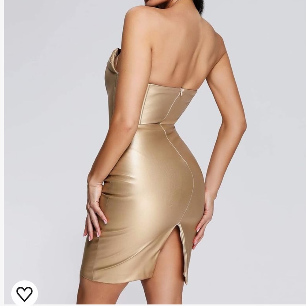 Sold Gold faux leather dress - Picture 3 of 16